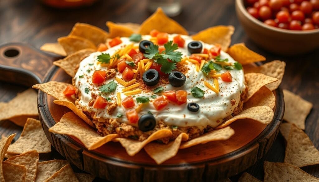 How to Make the Best Cold Taco Dip for PartiesA delicious cold taco dip is a hit at any party. It's creamy and full of flavor, making it a favorite. To make the best dip, you need the right ingredients and a simple recipe. We'll show you how to make the perfect cold taco dip for your next event.Making a cold taco dip is easy, whether you're a pro or a beginner. With the right ingredients and a few steps, you'll impress your guests. We'll guide you through making the perfect dip, from ingredients to tools.Key Takeaways
Learn how to make a delicious cold taco dip for your next party
Discover the essential ingredients needed for the perfect cold taco dip recipe
Get tips on how to create a creamy and flavorful dip
Find out how to customize your cold taco dip to suit your taste
Learn how to make a cold taco dip that's easy to serve and enjoy
What Makes Cold Taco Dip a Party FavoriteA cold layered taco dip is a hit at parties. It combines flavors and textures in a unique way. The creamy base, savory toppings, and crunchy garnishes make it a feast for the eyes and taste buds.Its success comes from balancing flavors and textures. This makes it a crowd-pleaser at any event.There are many reasons why cold taco dip is loved at parties. It's simple to make and can be made ahead of time. This makes it a go-to for hosts. Plus, it can be tailored to fit different tastes and diets, from veggie to spicy.Some favorite tweaks include:Adding diced jalapenos for an extra kick
Using Greek yogurt or sour cream for a tangy base
Incorporating fresh cilantro or scallions for added freshnessA well-made cold taco dip can make any party better. It's easy to make and always a hit.Essential Ingredients for the Perfect Cold Taco DipTo make a tasty cold taco dip with cream cheese, you need the right ingredients. The dip's base is cream cheese and sour cream, giving it a creamy texture. Recipes for cold taco dip often start with these ingredients.The dip also needs protein, like seasoned ground beef, shredded chicken, or refried beans for vegetarians. This adds flavor and makes the dip more filling. Fresh toppings like diced tomatoes, shredded lettuce, and onions bring freshness and color.https://youtube.com/watch?v=O8TLGh5I58AHere are the must-have ingredients for your cold taco dip with cream cheese:Cream cheese
Sour cream
Seasoned ground beef or shredded chicken
Diced tomatoes
Shredded lettuce
Diced onionsThese ingredients will help you make a delicious, authentic cold taco dip. It's perfect for parties and gatherings. A simple recipe for cold taco dip makes a tasty, easy snack that everyone will love.Required Kitchen Tools and EquipmentTo make a tasty cold taco dip, you need the right tools. A big mixing bowl is key for mixing the ingredients. A hand mixer makes the dip smooth and creamy. You'll also need a serving dish to display the dip nicely.Other tools you'll need are a measuring cup, a spoon, and a spatula. They help when measuring and mixing the ingredients. Having a fridge is also important to chill the dip before serving.Here is a list of the required kitchen tools and equipment:Large mixing bowl
Hand mixer
Serving dish
Measuring cup
Spoon
Spata
RefrigeratorWith these tools, you're ready to make a delicious cold taco dip. Always use fresh, high-quality ingredients for the best taste and texture. This way, you'll have a great taco dip cold for any event.Step-by-Step Cold Taco Dip RecipeTo make a delicious cold taco dip, start by preparing the cream cheese base. This is a crucial step in creating a smooth and creamy cold layered taco dip. In a large bowl, combine softened cream cheese, sour cream, and a pinch of salt. Mix well until you get a uniform consistency.Next, add the layers of seasoned ground beef, diced tomatoes, and shredded lettuce to create a cold taco dip that is both flavorful and visually appealing. You can use store-bought seasoned ground beef or cook your own using taco seasoning. For the diced tomatoes, use fresh or canned, whichever is convenient.Preparing the Cream Cheese BaseIn a large bowl, combine 8 ounces of softened cream cheese, 1/2 cup of sour cream, and a pinch of salt. Mix well until you get a uniform consistency. You can also add some diced onions or garlic to give it an extra flavor.Adding the LayersOnce the cream cheese base is ready, start adding the layers. Begin with a layer of seasoned ground beef, followed by a layer of diced tomatoes, and finally a layer of shredded lettuce. You can also add some shredded cheese, such as cheddar or Monterey Jack, to give it an extra burst of flavor.Final Touches and GarnishingTo give your cold layered taco dip a finishing touch, garnish it with some fresh toppings such as diced onions, sour cream, or salsa. You can also serve it with tortilla chips or veggies for a healthier option. With these simple steps, you can create a delicious cold taco dip that is perfect for parties and gatherings.Tips for Creating the Perfect Layered Taco DipCreating a delicious layered taco dip cold requires some tips. First, balance the flavors by mixing cream cheese with sour cream, salsa, and seasonings. This mix is key to a great taste.To make your dip look good, layer the ingredients carefully. Start with cream cheese, then add beans, cheese, and toppings. Fresh toppings and garnishes add color and flavor.Here are some more tips to remember:Choose high-quality ingredients for the best taste.
Avoid overmixing the cream cheese base to keep it smooth.
Try different cheeses and toppings to find your favorite.Follow these tips to make a tasty and attractive layered taco dip cold. Serve it with tortilla chips or veggies for a fun snack.In conclusion, making a great layered taco dip cold is about balance and creativity. With these tips, you'll soon be a pro at making this delicious dip. It's perfect for parties or a quick snack, and these tips will ensure it's a hit.Customization Options and VariationsCustomizing a cold taco dip recipe is fun and easy. You can change it to fit your taste and dietary needs. Try adding diced onions, bell peppers, or jalapenos for a spicy twist.Want to make it your own? Use black beans, roasted veggies, or lean ground beef for protein. Adjust the heat by adding more hot sauce.Vegetarian alternatives: Use black beans, roasted vegetables, or grilled portobello mushrooms as protein sources.
Spice level adjustments: Add more or less hot sauce, diced jalapenos, or red pepper flakes to suit your taste.
Dietary modifications: Use low-fat cream cheese, gluten-free tortilla chips, or vegan sour cream to accommodate different dietary needs.Experimenting with ingredients lets you make a cold taco dip that's just right for you. It's perfect for parties or a quick snack. The options are endless.Make-Ahead and Storage GuidelinesMaking a cold taco dip ahead of time can save you a lot of stress. It's important to store it properly to keep it fresh. Store the dip in an airtight container in the fridge at 40°F (4°C) or below.You can make the dip up to 24 hours before serving. If you need to store it longer, freezing is a good option. Use a freezer-safe container or bag to avoid freezer burn. Frozen dip can last up to 3 months.Before serving, give the dip a stir and adjust the seasoning if needed. Adding fresh toppings like diced tomatoes or shredded lettuce can also enhance its look. By following these tips, your cold taco dip will stay fresh and delicious for your guests.Proper Storage Methods
Store in an airtight container
Keep in the refrigerator at 40°F (4°C) or below
Freeze in a freezer-safe container or bag for longer storage
How Long Does It Last?A cold taco dip can last up to 24 hours in the fridge and up to 3 months when frozen. Always check the dip for any signs of spoilage before serving. This way, you can ensure it stays fresh and safe for everyone to enjoy.Best Dipping Options and Serving SuggestionsChoosing the right dippers can elevate a cold layered taco dip. It's great for parties and gatherings. Popular choices include tortilla chips, crackers, and veggies like carrots and cucumbers.For a heartier snack, try it with crudités like cherry tomatoes and bell peppers. You can also offer wheat thins or rice cakes for a lighter option. For a unique twist, use toasted bread or pita chips.Here are some dipping options to consider:Tortilla chips
Crackers
Vegetables like carrots, cucumbers, and cherry tomatoes
Crudités like bell peppers and cauliflower
Toasted bread or pita chipsTo make the dip look good, use a colorful platter or bowl. Add fresh herbs like cilantro or scallions on top. This way, you'll have a snack that's both tasty and visually appealing.Common Mistakes to Avoid When Making Cold Taco DipWhen making cold taco dip, it's key to avoid common mistakes. A well-made dip can be a hit, but a bad one can be a letdown. Knowing the pitfalls and how to avoid them is crucial.One big mistake is getting the texture wrong. If it's too thin, it's hard to scoop with chips. If it's too thick, it's not good. To get it right, balance the cream cheese with other ingredients.Texture Problems and Solutions
Too thin: add more cream cheese or sour cream
Too thick: add a little more salsa or diced tomatoesAnother mistake is uneven layers. When layering, make sure each layer is even and looks good. Use a spatula to smooth out each layer and arrange toppings nicely.Layer Distribution IssuesTo fix layer issues, start with a solid base layer. Then add more layers, ending with toppings. Follow these tips to make a dip that looks and tastes great, perfect for any party.Conclusion: Mastering Your Party-Perfect Cold Taco DipMaking the perfect cold taco dip for parties is all about mixing the right ingredients, using the right tools, and following some tips. Our recipe for cold taco dip will help you make a delicious and eye-catching dip. It's sure to wow your guests and become a hit at your parties.Success comes from focusing on the little things, trying out different flavors, and enjoying the act of sharing a tasty dish. So, let's celebrate your newfound skill in making cold taco dip. May your gatherings be filled with joy, laughter, and the amazing taste of this favorite party dish.FAQ
What makes cold taco dip a party favorite?Cold taco dip is loved at parties for its mix of flavors and textures. Its creamy base, savory toppings, and crunchy garnishes make it a hit. It's both beautiful and tasty.What are the essential ingredients for the perfect cold taco dip?For the best cold taco dip, you need a few key ingredients. Start with a creamy base of cream cheese and sour cream. Add seasoned ground beef or shredded chicken for protein. Top it off with fresh tomatoes and lettuce.What kitchen tools and equipment are required to make cold taco dip?To whip up the perfect cold taco dip, you'll need some basic tools. A large mixing bowl, a hand mixer, and a serving dish are must-haves.How do you make the perfect layered taco dip?Begin by making the cream cheese base. Then, layer seasoned ground beef, diced tomatoes, and shredded lettuce. Finish with fresh toppings for a pop of color and flavor.What are some tips for creating the perfect layered taco dip?For a perfect layered taco dip, layer ingredients carefully and balance flavors. Garnish with fresh toppings. You can also prep it ahead and chill until ready to serve.What customization options and variations are available for cold taco dip?Cold taco dip can be tailored to your liking. Try vegetarian options, adjust spice levels, or make it healthier with low-fat cream cheese and gluten-free chips.How do you store and make-ahead cold taco dip?Preparing cold taco dip ahead of time saves time and stress. Store it in the fridge for several days. Just refresh it before serving.What are the best dipping options and serving suggestions for cold taco dip?Serve cold taco dip with tortilla chips, crackers, or veggies for a great snack. Present it attractively to enhance the experience.What are some common mistakes to avoid when making cold taco dip?cold taco dip